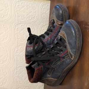 Rieker Simona Black Red Leather Sneakers Ankle Boots Shoes Sz 39 8-8.5